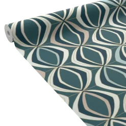 Sale Papier peint intissé JUDITH coloris bleu paon et doré - 4MURS Papiers Peints