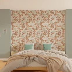 Online Papier peint intissé LYSIA coloris beige et rose orangé - 4MURS Papiers Peints