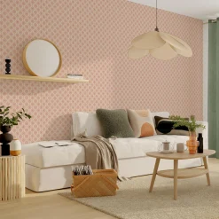New Papier peint intissé MILIAS coloris rose orangé et mauve - 4MURS Papiers Peints