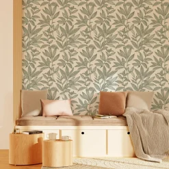 Clearance Papier peint intissé NOÉMIE coloris vert de gris - 4MURS Papiers Peints