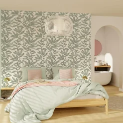 Clearance Papier peint intissé NOÉMIE coloris vert de gris - 4MURS Papiers Peints