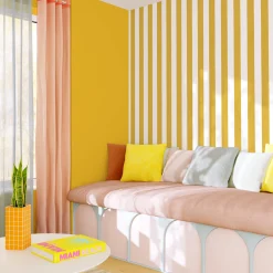 Clearance Papier peint intissé OPAL STRIPE jaune moutarde et blanc - Papiers Peints