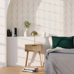 Outlet Papier peint intissé pré-encollé ORIANE blanc et doré - 4MURS Papiers Peints