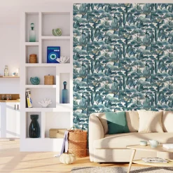Sale Papier peint intissé SANARY coloris bleu vert - 4MURS Papiers Peints