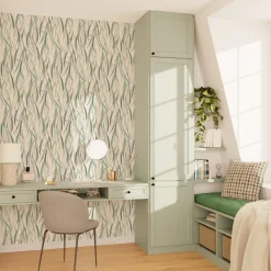 Outlet Papier peint intissé VELIA coloris vert et taupe - 4MURS Papiers Peints