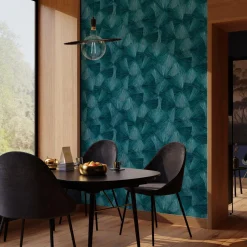 Outlet Papier peint intissé YANG coloris bleu paon - 4MURS Papiers Peints