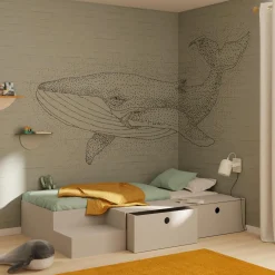 Outlet Papier peint panoramique XL WALLY 400 x 270 cm vert de gris - 4MURS Enfant Décors Panoramiques Enfant|Papiers Peints Enfant
