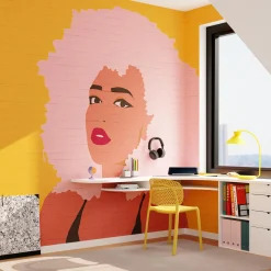 New Papier peint panoramique XL BILLIE 400 x 270 cm ocre et rose - 4MURS Papiers Peints Panoramiques|Papiers Peints