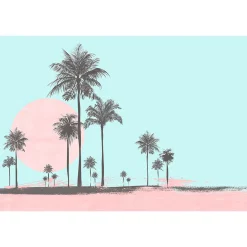 Online Papier peint panoramique XL MIAMI WALK 400 x 270 cm bleu turquoise et rose poudré Papiers Peints Panoramiques|Papiers Peints