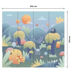 Hot Papier peint panoramique XL MONSTER PARADISE 300 x 270 cm - Enfant Décors Panoramiques Enfant|Papiers Peints Enfant