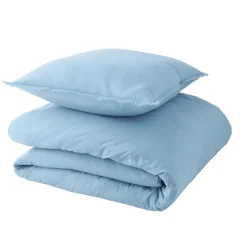 Online Parure de lit en coton lavé ZOHA bleu acier 260 x 240 cm - 4MURS Linge De Maison