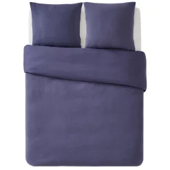 Clearance Parure de lit en gaze de coton ANOKIAS bleu marine 240 x 260 cm Linge De Maison