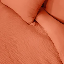 Discount Parure de lit en gaze de coton ANOKIAS caramel 240 x 260 cm - 4MURS Linge De Maison