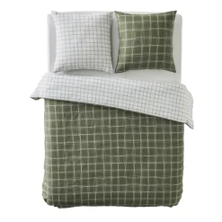 Fashion Parure de lit en percale de coton GABRIEL vert 260 x 240 cm - Linge De Maison