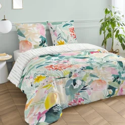 Best Parure de lit en percale de coton AQUARELLA multicolore 260 x 240 cm Linge De Maison
