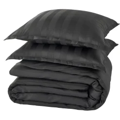 Online Parure de lit en satin de coton BONE anthracite 260 x 240 cm - Linge De Maison