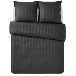 Fashion Parure de lit en satin de coton BONE anthracite 240 x 220 cm - Linge De Maison