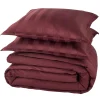 Fashion Parure de lit en satin de coton BONE bordeaux 240 x 220 cm - Linge De Maison