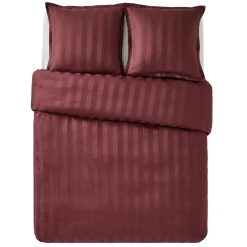 Outlet Parure de lit en satin de coton BONE bordeaux 260 x 240 cm - Linge De Maison