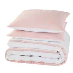 Clearance Parure de lit en toile de coton POUPIE blanc 240 x 220 cm - 4MURS Linge De Maison