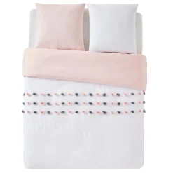 Clearance Parure de lit en toile de coton POUPIE blanc 240 x 220 cm - 4MURS Linge De Maison