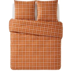 Best Parure de lit en toile de coton CRAFTED CHECK camel 260 x 240 cm Linge De Maison
