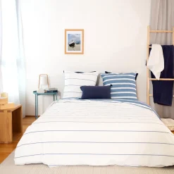 Sale Parure de lit en toile de coton STRIPES bleu 260 x 240 cm - 4MURS Linge De Maison