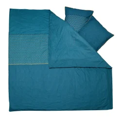 Sale Parure de lit en toile de coton BRONZE bleu paon 260 x 240 cm - Linge De Maison
