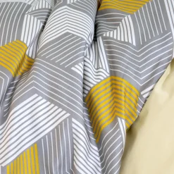Hot Parure de lit en toile de coton ALU BIG gris jaune 260 x 240 cm Linge De Maison