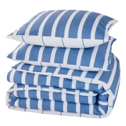 Sale Parure de lit en toile de coton STRIPES bleu 240 x 220 cm - 4MURS Linge De Maison