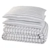 Outlet Parure de lit en toile de coton BRUSH STRIPES gris 240 x 220 cm Linge De Maison