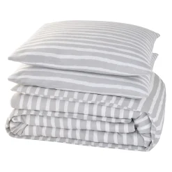 Outlet Parure de lit en toile de coton BRUSH STRIPES gris 240 x 220 cm Linge De Maison