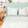 Discount Parure de lit lin et coton lavé PAMPELUNE blanc / vert 240 x 220 cm Linge De Maison