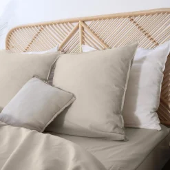 Clearance Parure de lit lin et coton lavé MACHA sable 240 x 220 cm - 4MURS Linge De Maison