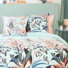Online Parure de lit satin bio PAYA coloris bleu 260 x 240 cm - 4MURS Linge De Maison