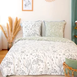 Discount Parure de lit satin bio SUSIE vert amande 240 x 220 cm - 4MURS Linge De Maison