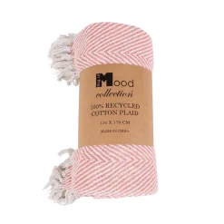 Hot Plaid coton recyclé SAXA coloris pêche - 4MURS Plaids