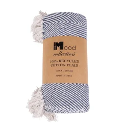 Discount Plaid coton recyclé SAXA coloris marine - 4MURS Plaids