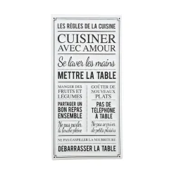 Sale Plaque métal CUISINE AVEC AMOUR coloris blanc - 4MURS Objets Muraux