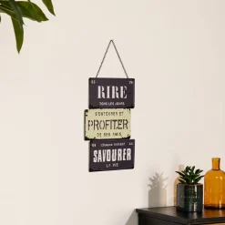 Discount Plaque métal PROFITER DE LA VIE gris, blanc et noir - 4MURS Objets Muraux