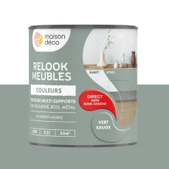 Hot Peinture RELOOK MEUBLES Peinture vert sauge Satiné 0,5 L Peintures