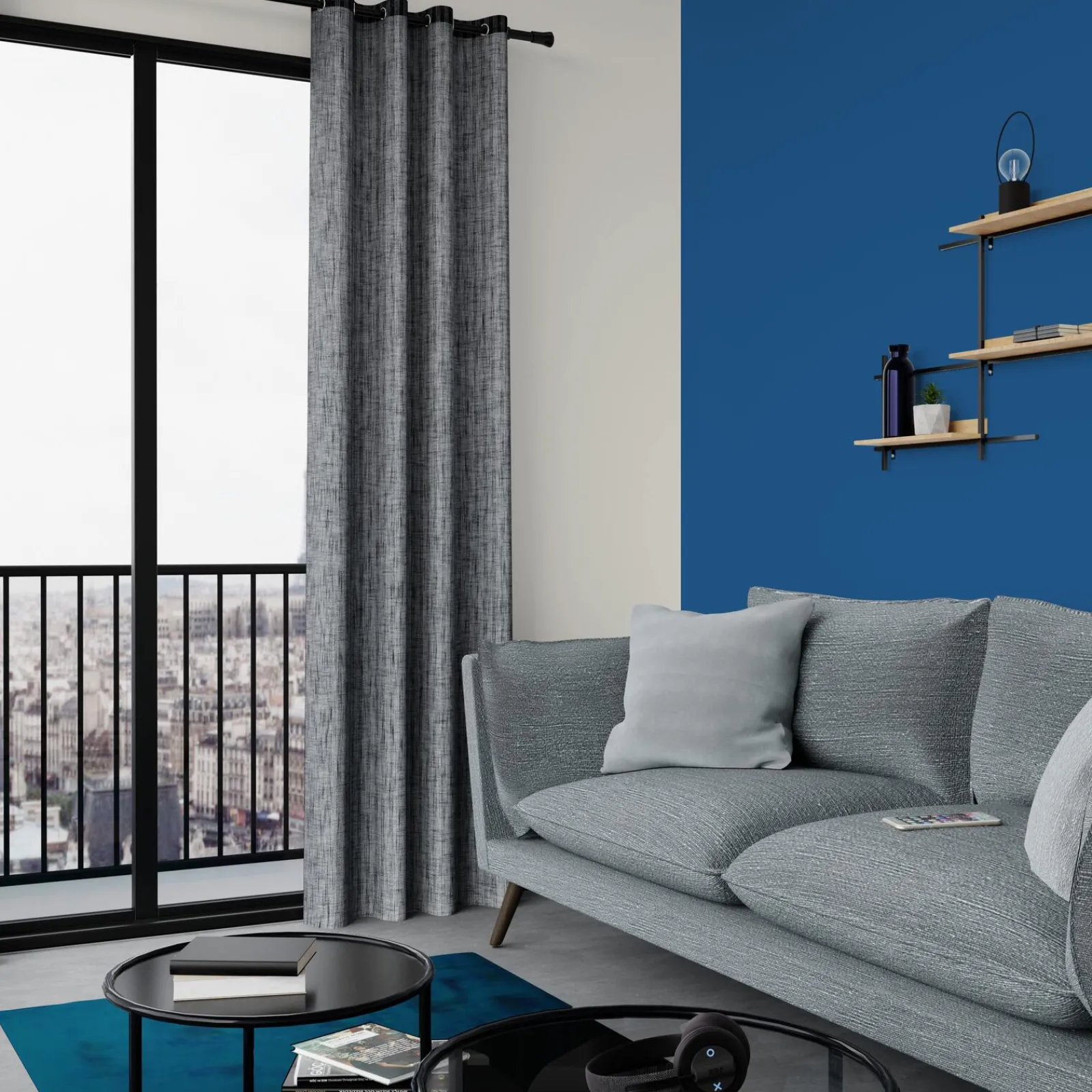 Online Rideau BLAKE coloris noir 140 x 260 cm - 4MURS Rideaux