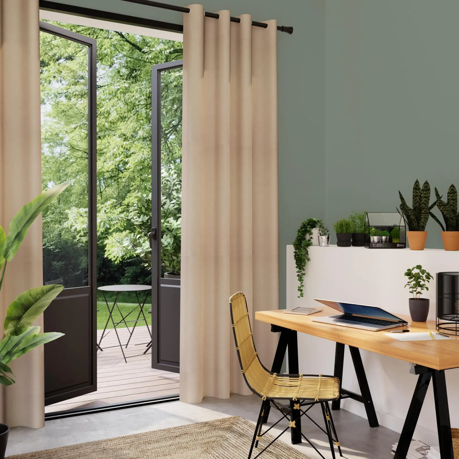 Outlet Rideau BRUSH coloris beige 135 x 240 cm - 4MURS Rideaux
