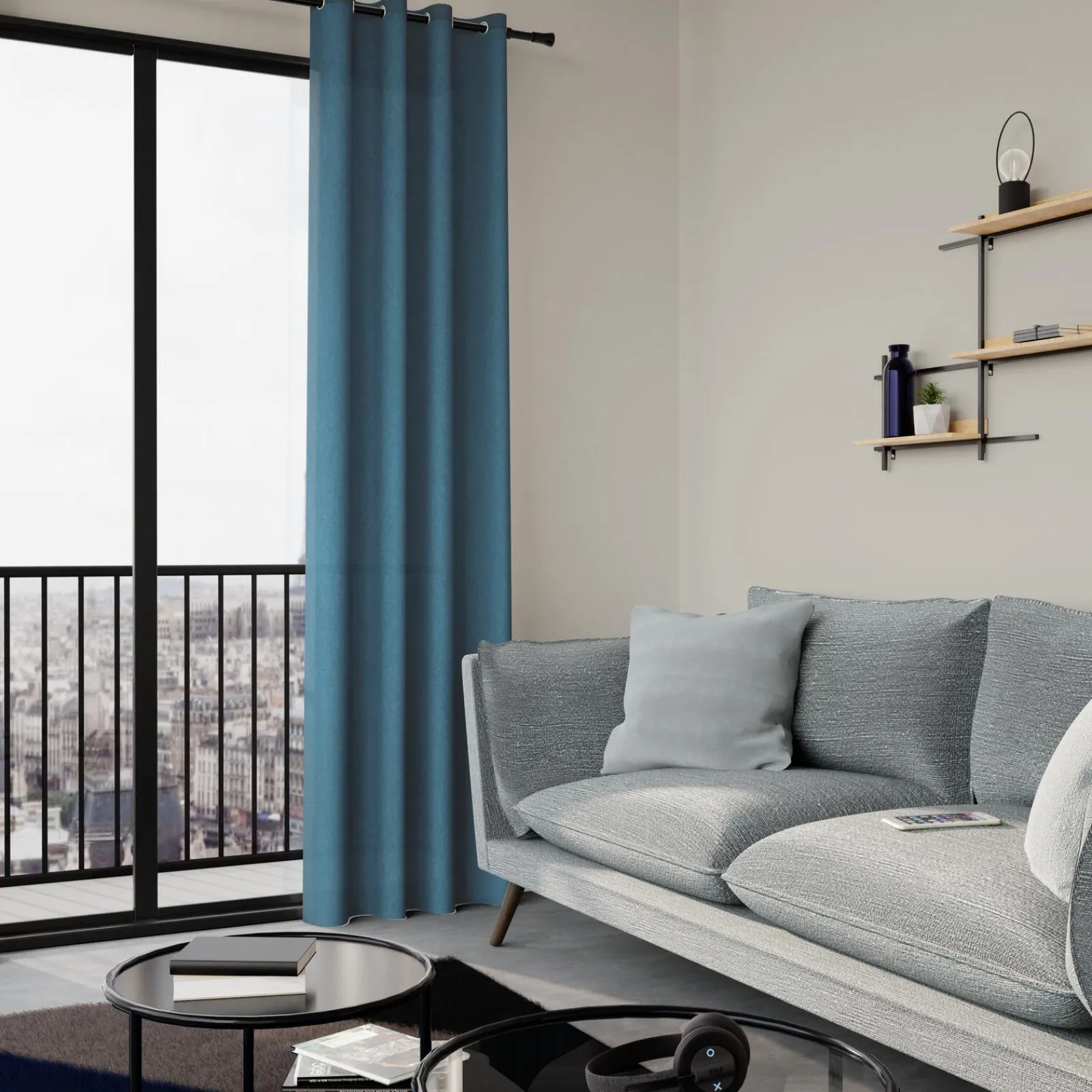 Best Rideau COTOON coloris acier 140 x 240 cm - 4MURS Rideaux
