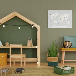 Sale Tableau CARTE ANIMALS ON THE PLANET bleu ciel et blanc - 4MURS Enfant Déco Murale Enfant|Tableaux Et Affiches