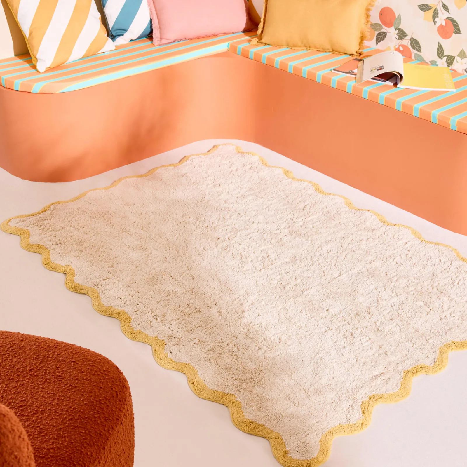 Discount Tapis BLOOM coloris ivoire/moutarde 120 x 170 cm - 4MURS Tapis