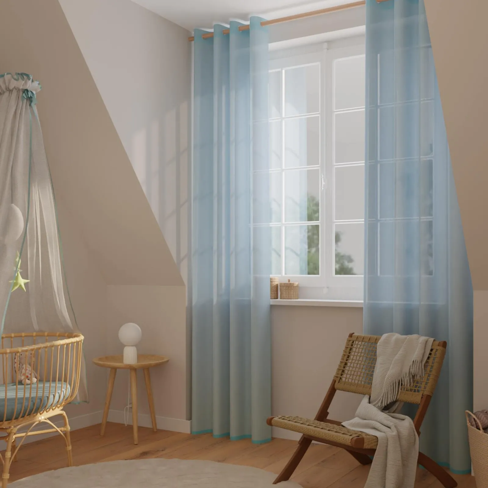 Clearance Voilage COLORS coloris bleu glacier 140 x 260 cm - 4MURS Enfant Textile De Maison Enfant|Voilages, Vitrages, Stores Et Accessoires