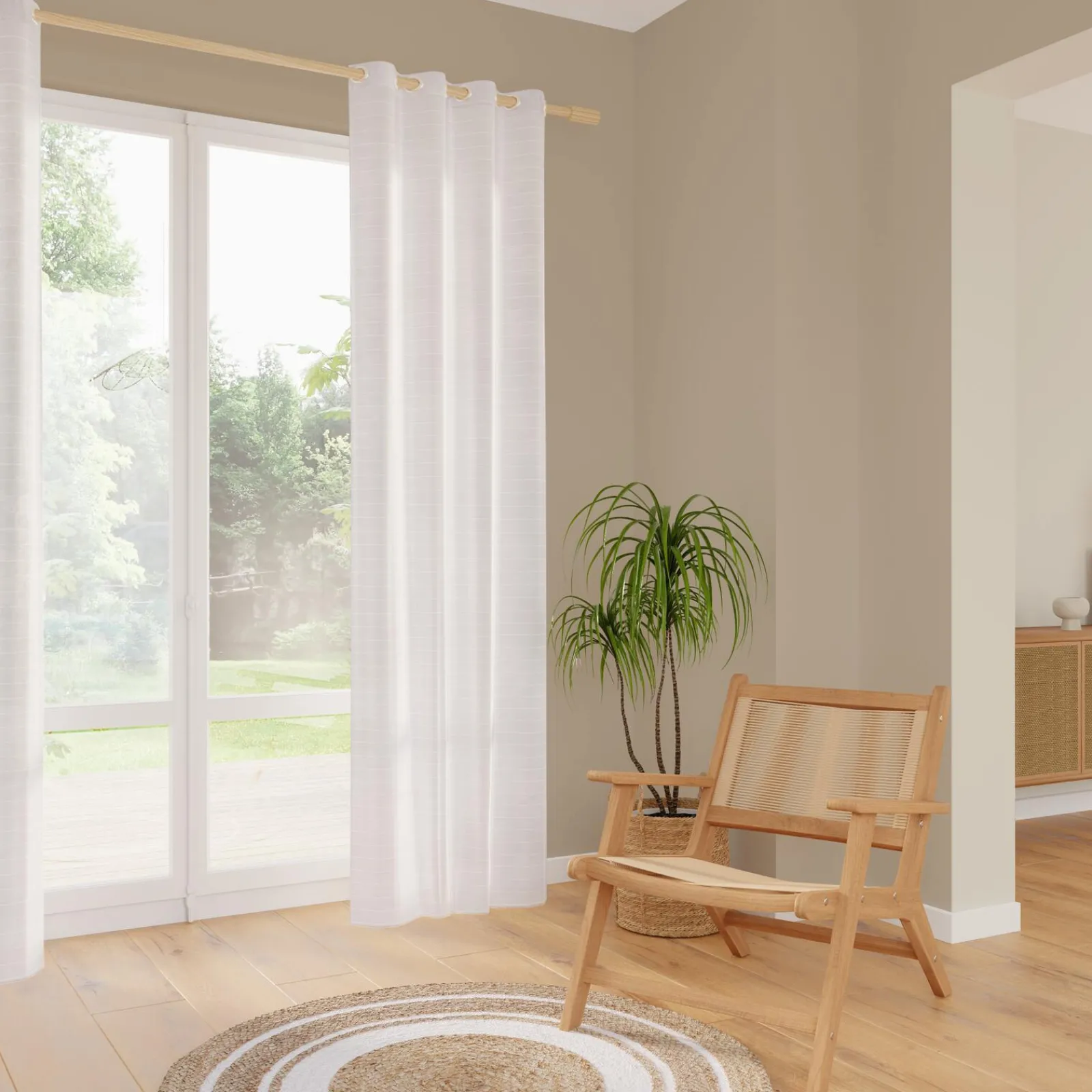 Outlet Voilage FLOT BLEU coloris blanc 145 x 240 cm - 4MURS Voilages, Vitrages, Stores Et Accessoires|Rideaux