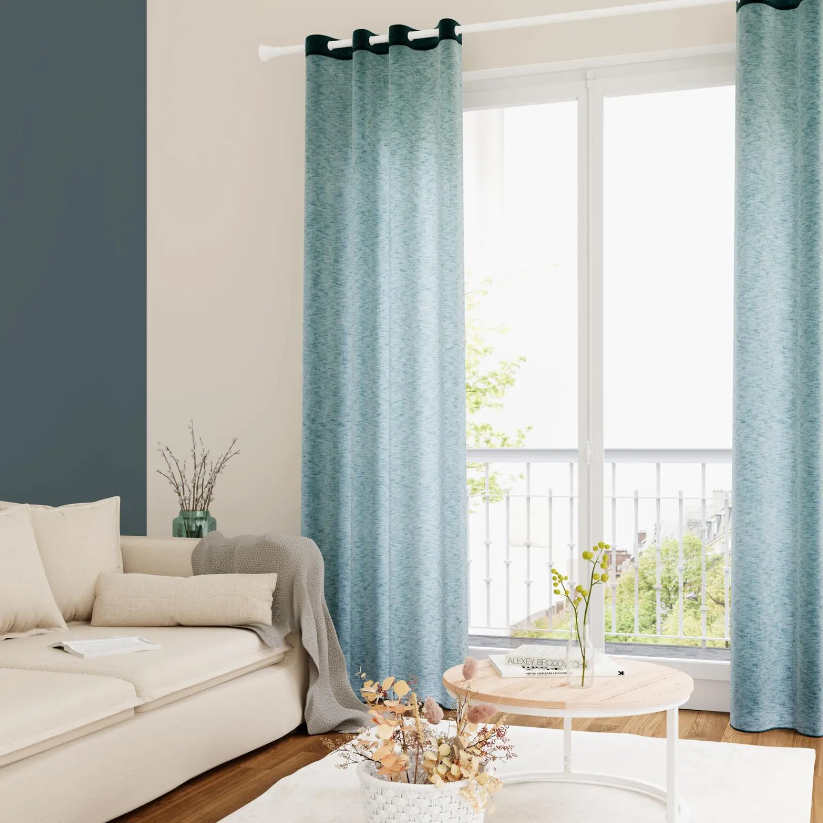 Clearance Voilage LILOU coloris bleu canard 140 x 260 cm - 4MURS Voilages, Vitrages, Stores Et Accessoires|Rideaux