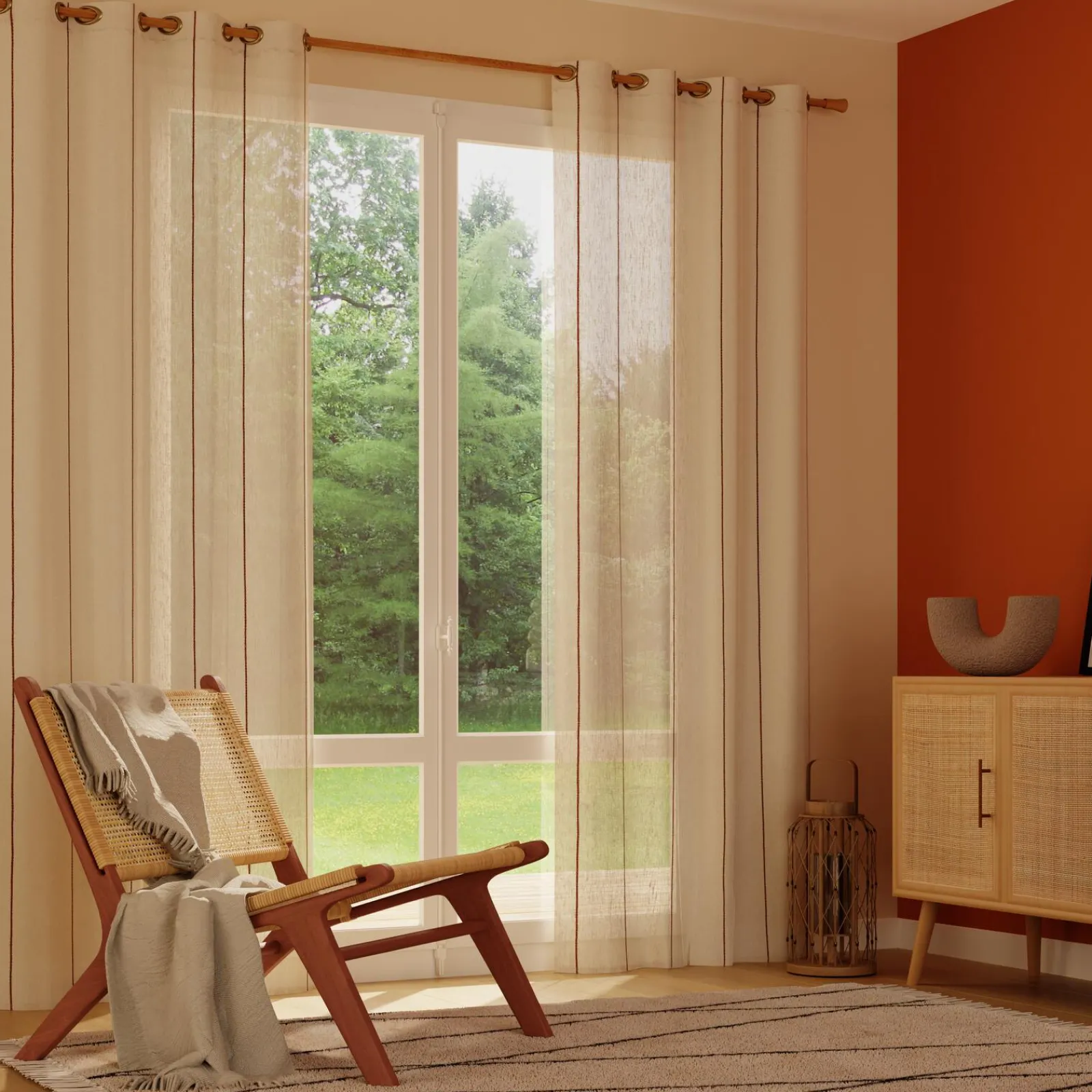 Online Voilage OUREA coloris roux 140 x 240 cm - 4MURS Voilages, Vitrages, Stores Et Accessoires|Rideaux